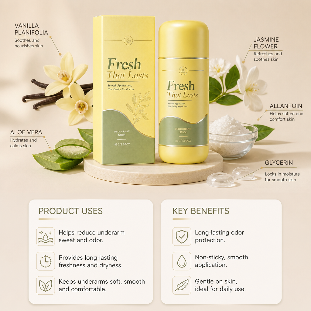 Long-Lasting Deodorant Stick for Fresh, Dry & Comfortable Underarms