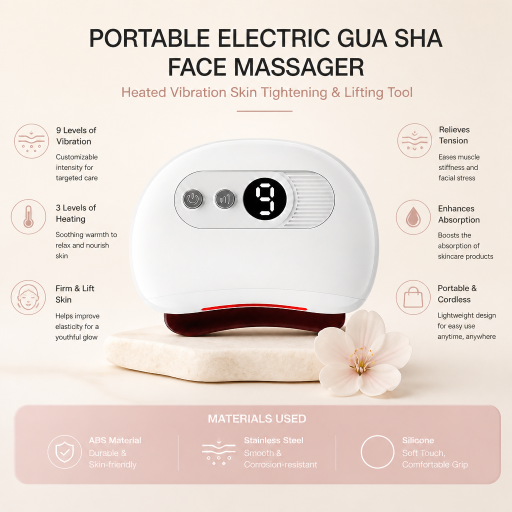 Portable Electric Gua Sha Face Massager – Heated Vibration Skin Tightening & Lifting Tool