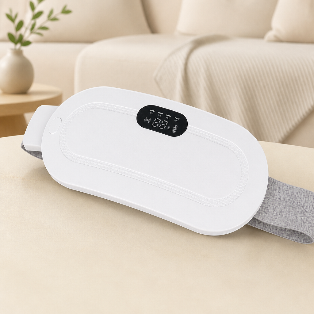 Period Pain Relief Heating Pad & Abdominal Massager with Heat & Vibration for Period Cramps