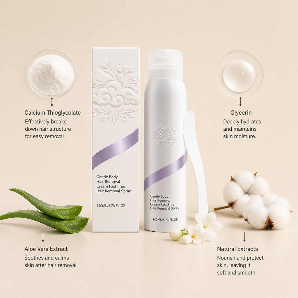 Gentle Hair Removal Spray with Calcium Thioglycolate for Smooth Skin