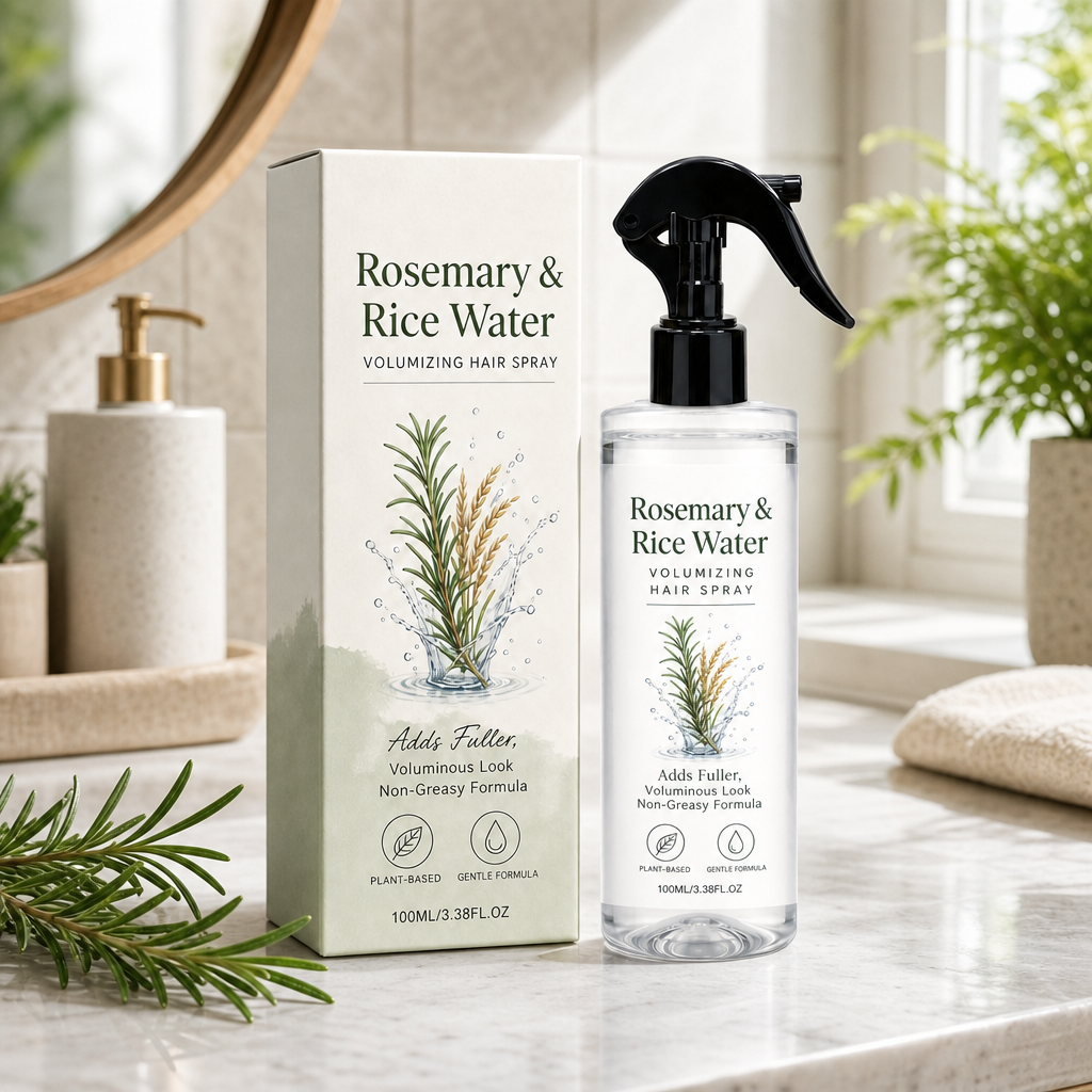 Rosemary & Rice Water Hair Spray – 100% Natural Hair Mist for Soft, Smooth & Healthy-Looking Hair