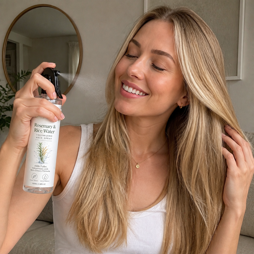 Rosemary & Rice Water Hair Spray – 100% Natural Hair Mist for Soft, Smooth & Healthy-Looking Hair