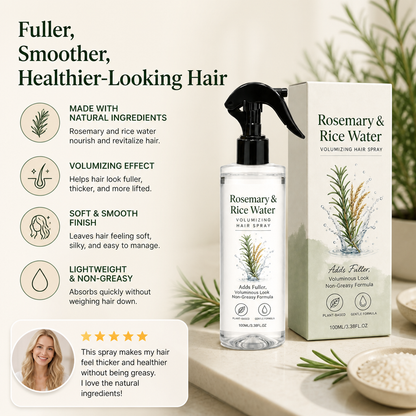 Rosemary & Rice Water Hair Spray – 100% Natural Hair Mist for Soft, Smooth & Healthy-Looking Hair