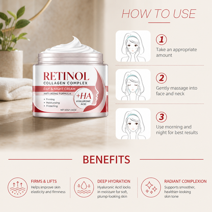 Retinol Firming Face Cream with Hyaluronic Acid for Smooth Radiant Skin