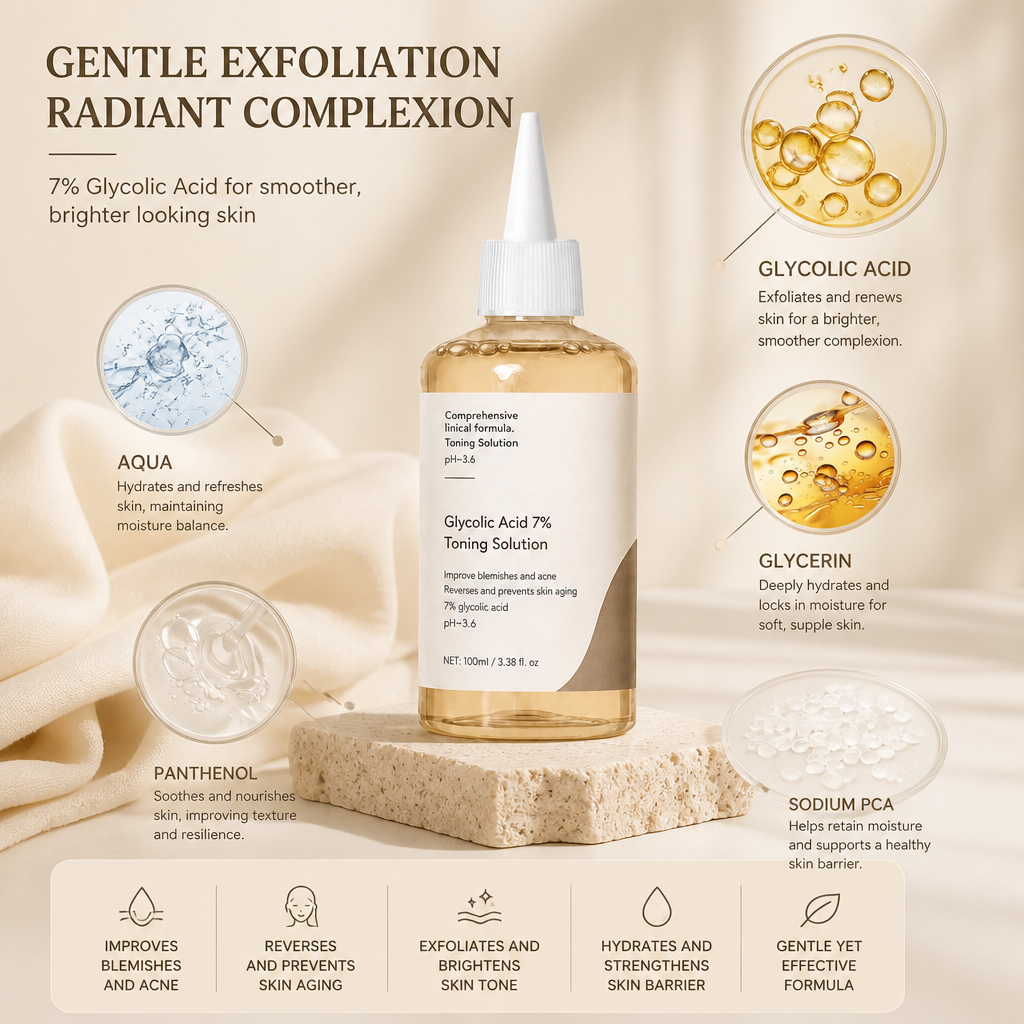 Glycolic Acid Facial Toner – Smooth, Bright & Hydrated Looking Skin