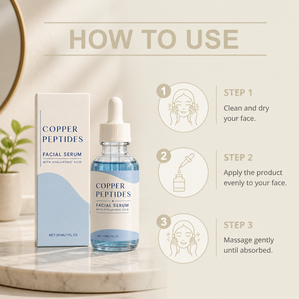 Copper Peptides & Hyaluronic Acid – Hydrating Serum for Smoother-Looking Skin