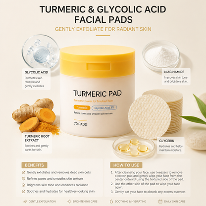 Turmeric & Glycolic Acid Facial Pads – Gently Exfoliate for Radiant Skin