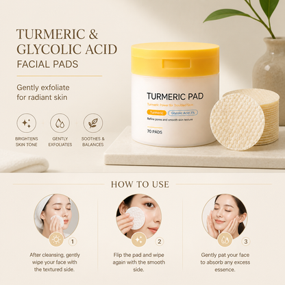 Turmeric & Glycolic Acid Facial Pads – Gently Exfoliate for Radiant Skin
