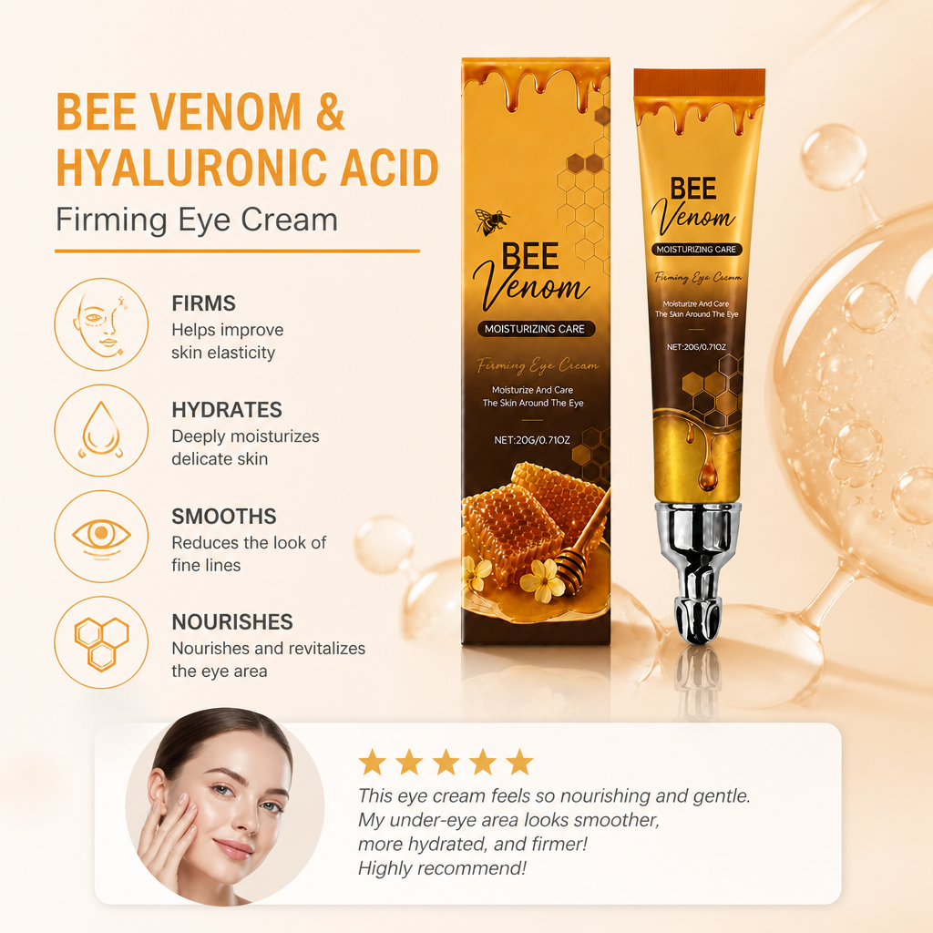 Bee Venom & Hyaluronic Acid Firming Eye Cream for Smooth, Hydrated Skin