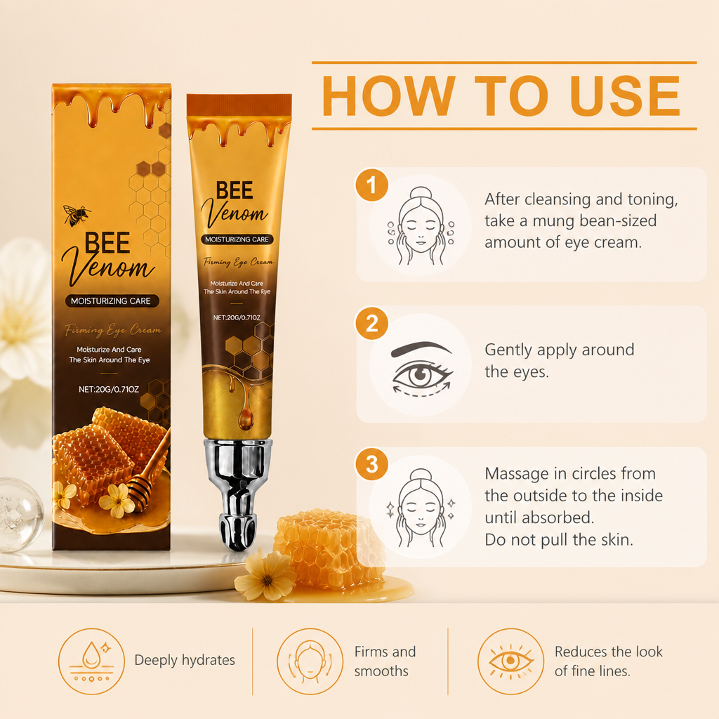 Bee Venom & Hyaluronic Acid Firming Eye Cream for Smooth, Hydrated Skin