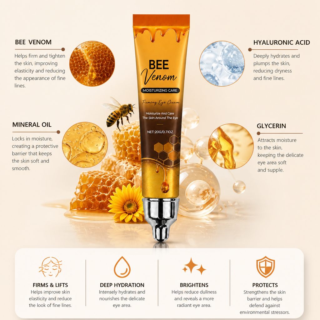 Bee Venom & Hyaluronic Acid Firming Eye Cream for Smooth, Hydrated Skin