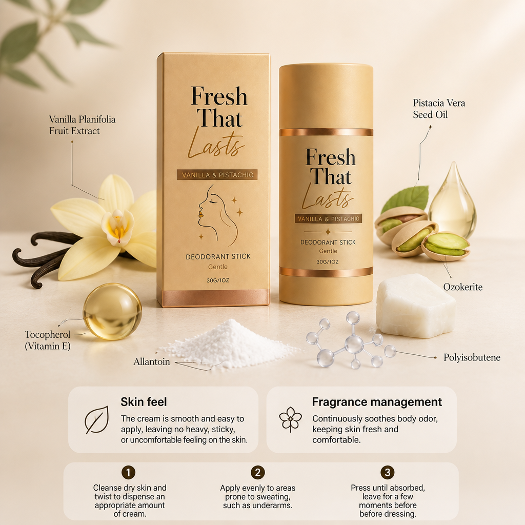 Long-Lasting Deodorant Stick – Vanilla & Pistachio Freshness All Day