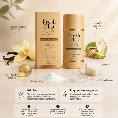 Long-Lasting Deodorant Stick – Vanilla & Pistachio Freshness All Day