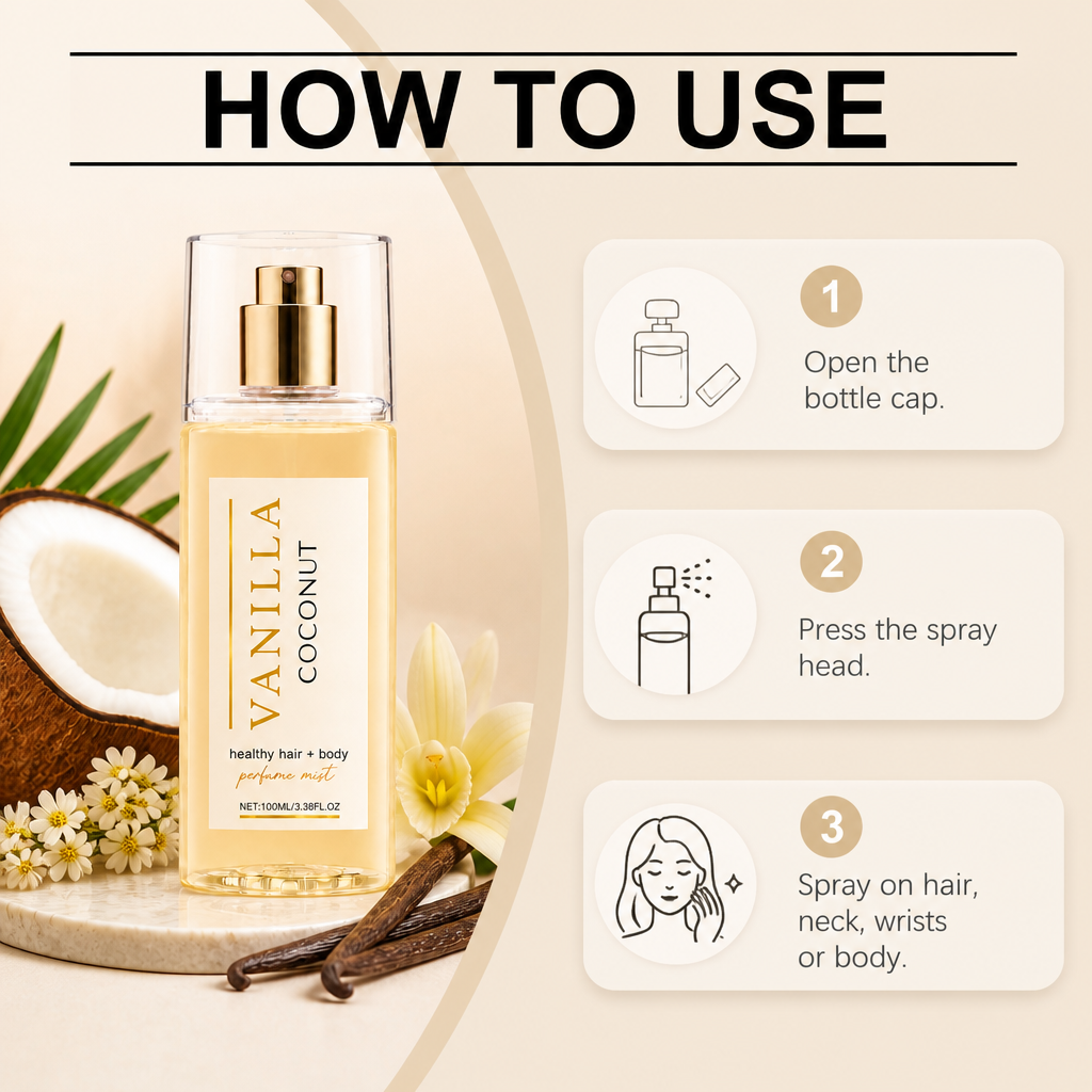 Vanilla Coconut Hair & Body Perfume Mist – Soft Scent For Daily Elegance