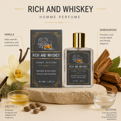 Rich Whiskey Homme Perfume – Warm Woody Fragrance With Lasting Elegance