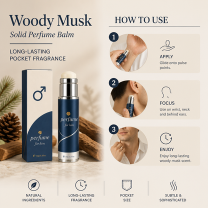 Woody Musk Solid Perfume Balm – Long-Lasting Pocket Fragrance