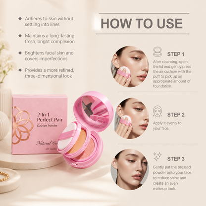 2-In-1 Cushion Powder Foundation – Lightweight Smooth Matte Finish