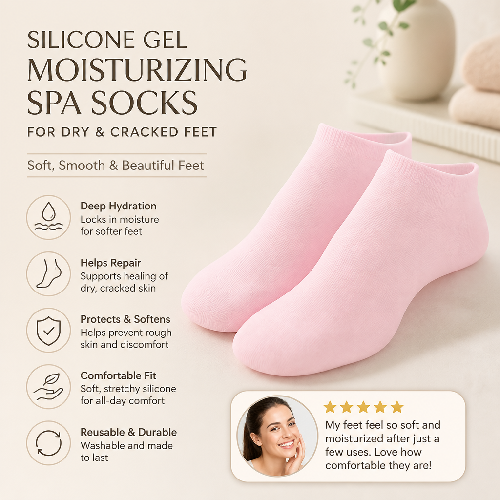 Silicone Gel Moisturizing Spa Socks for Dry & Cracked Feet