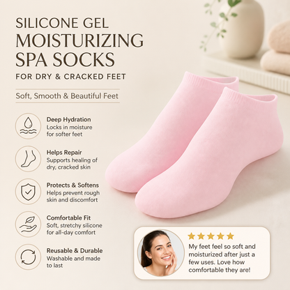 Silicone Gel Moisturizing Spa Socks for Dry & Cracked Feet