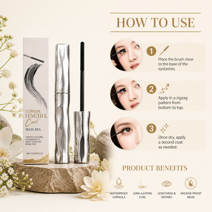 Waterproof Curl & Length Mascara – Long-Lasting Smudge-Proof Formula