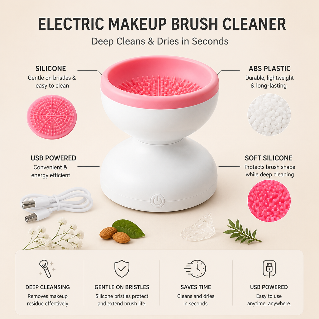Electric Makeup Brush Cleaner – Deep Cleans & Dries in Seconds