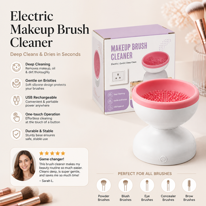 Electric Makeup Brush Cleaner – Deep Cleans & Dries in Seconds