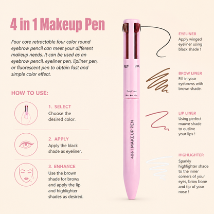4-in-1 Makeup Pen – Eyeliner, Highlighter, Lip Liner & Brow Liner