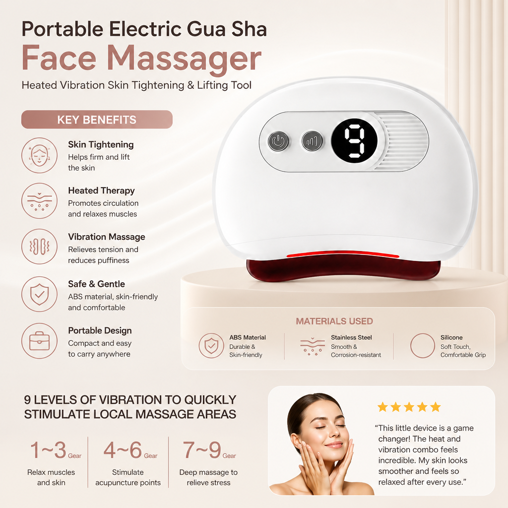 Portable Electric Gua Sha Face Massager – Heated Vibration Skin Tightening & Lifting Tool