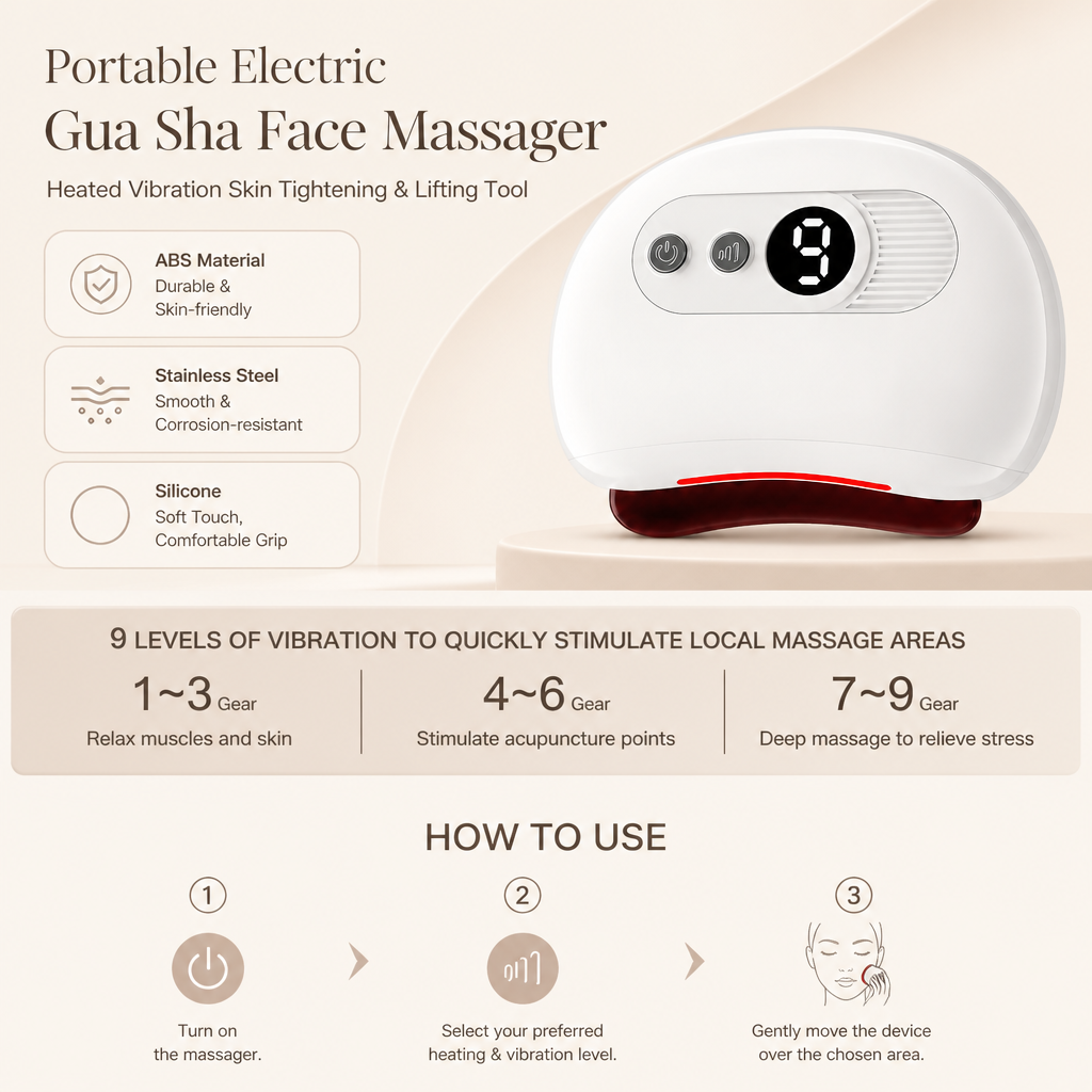 Portable Electric Gua Sha Face Massager – Heated Vibration Skin Tightening & Lifting Tool