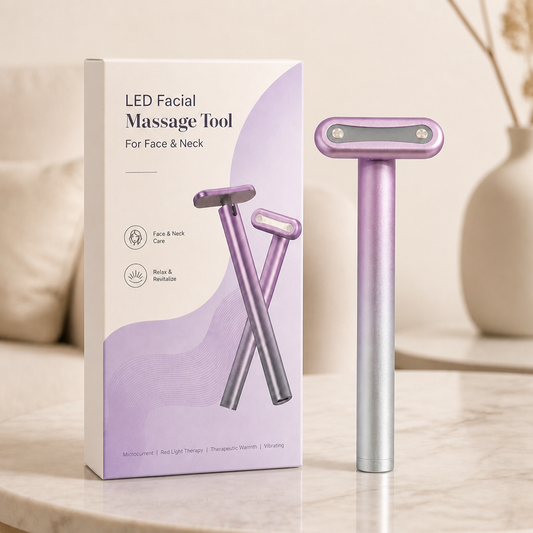 4-in-1 Rotating Red Light Therapy & EMS Facial and Eye Care Wand with Warming Function