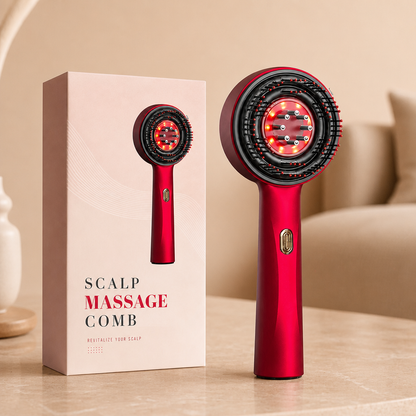 Infrared Red Light Shiatsu Scalp Massager with Oil Applicator for Hair Growth Support