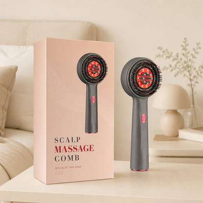 Infrared Red Light Shiatsu Scalp Massager with Oil Applicator for Hair Growth Support