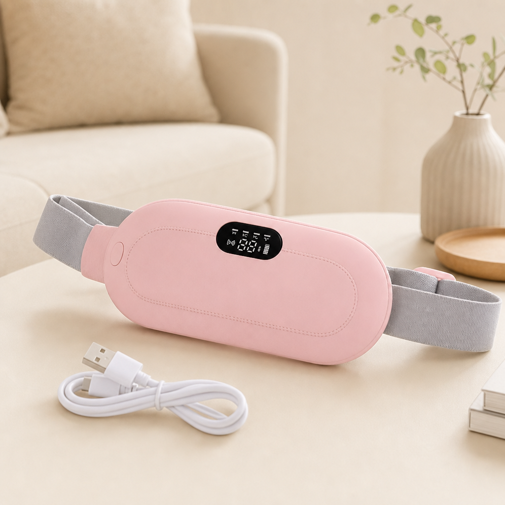 Period Pain Relief Heating Pad & Abdominal Massager with Heat & Vibration for Period Cramps