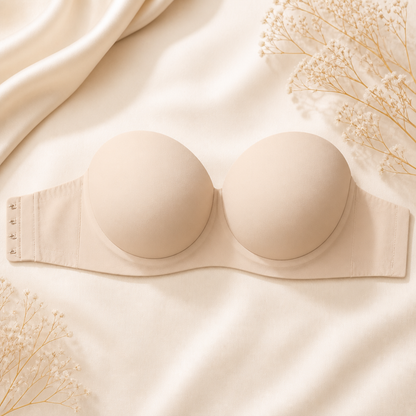 Strapless Bandeau Push-Up Bra – Non-Slip, Supportive & Seamless for Maximum Hold