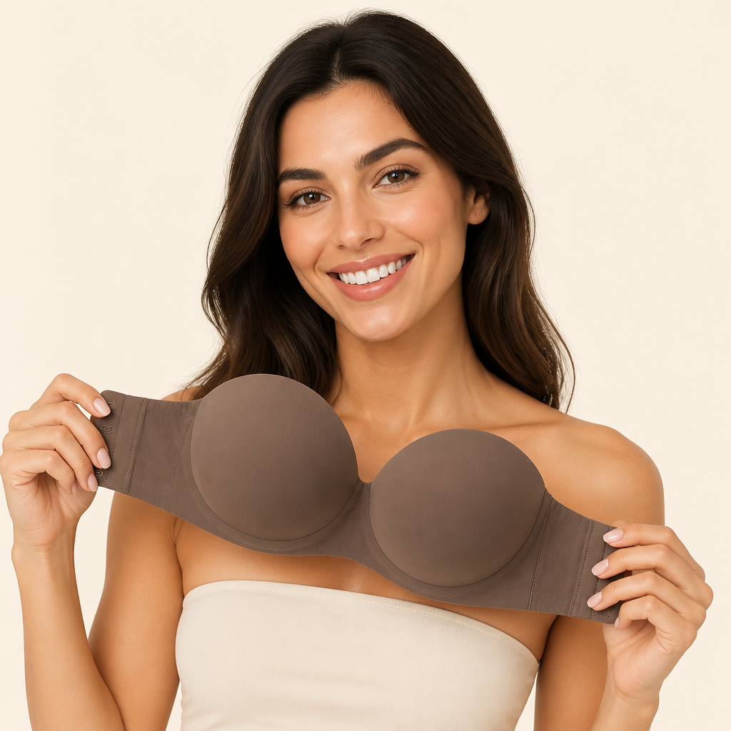 Strapless Bandeau Push-Up Bra – Non-Slip, Supportive & Seamless for Maximum Hold