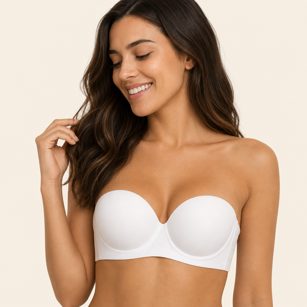Strapless Bandeau Push-Up Bra – Non-Slip, Supportive & Seamless for Maximum Hold
