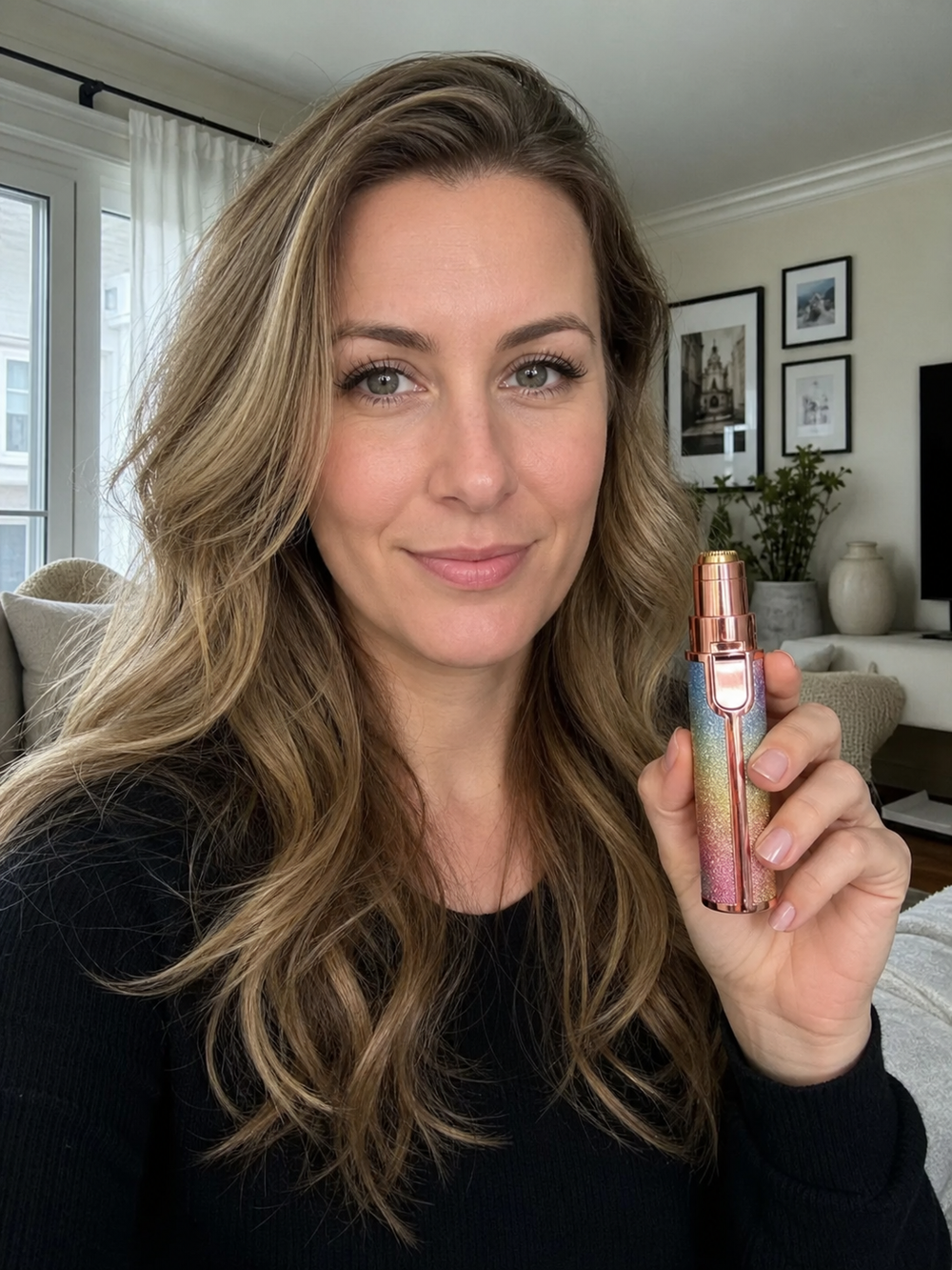 Woman with trimmer on the go