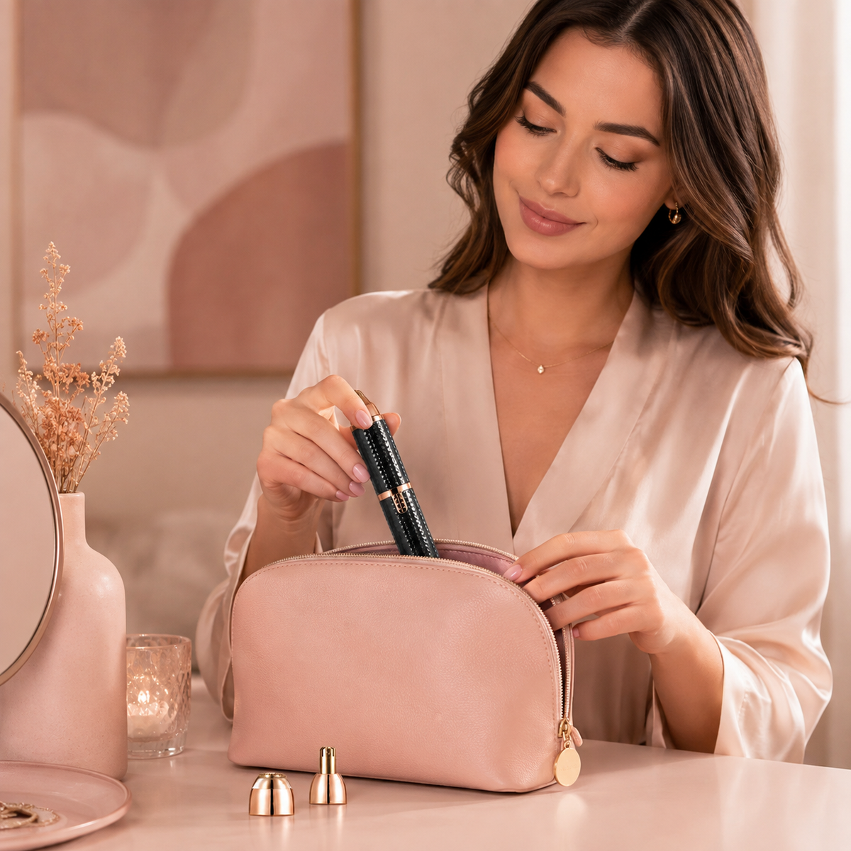 Customer presenting the featured Beauty Kiwi product