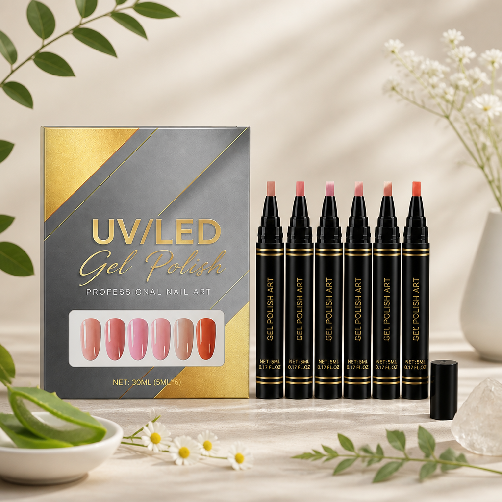 UV/LED Gel Nail Polish Set – Soft Nude Shades For Elegant Nail Looks