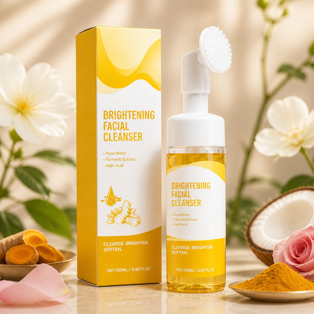 Turmeric & Kojic Brightening Facial Cleanser with Soft Silicone Brush