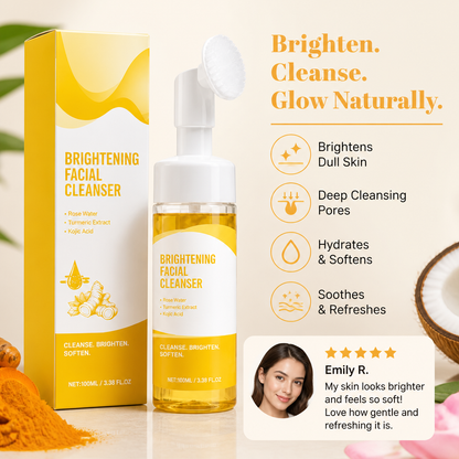 Turmeric & Kojic Brightening Facial Cleanser with Soft Silicone Brush