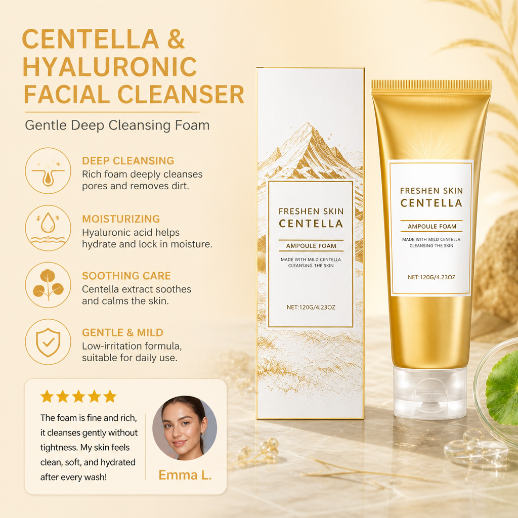 Centella & Hyaluronic Facial Cleanser – Gentle Deep Cleansing Foam