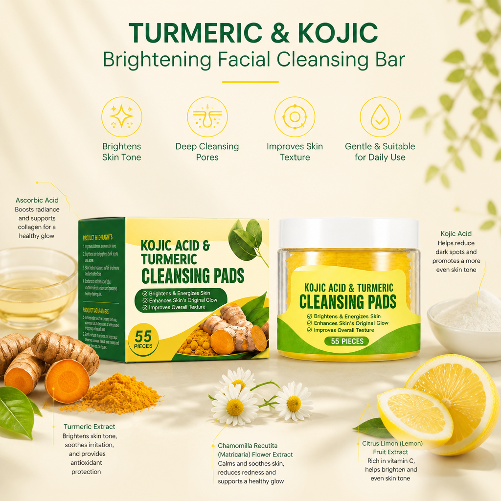 Turmeric & Kojic Brightening Facial Cleansing Bar for Radiant Skin