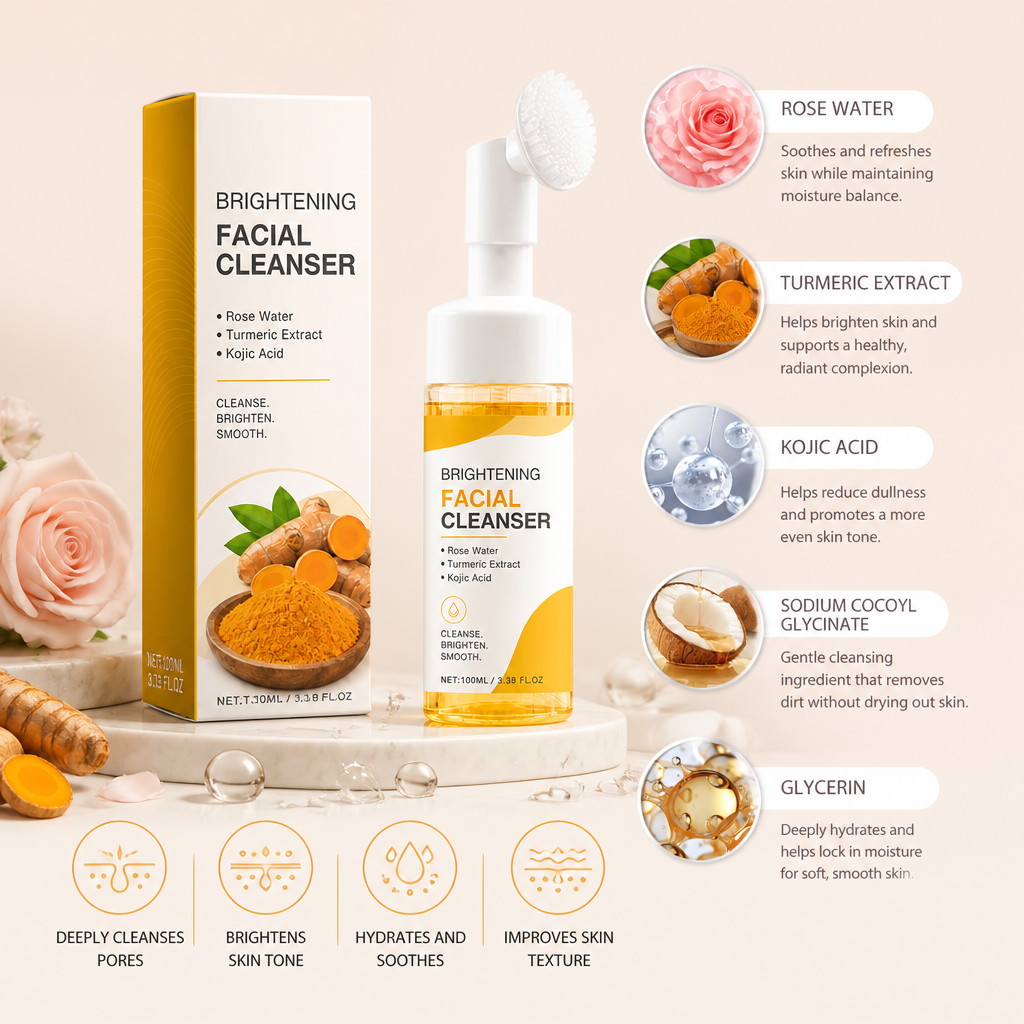 Turmeric & Kojic Foaming Cleanser – Gentle Brightening Face Wash