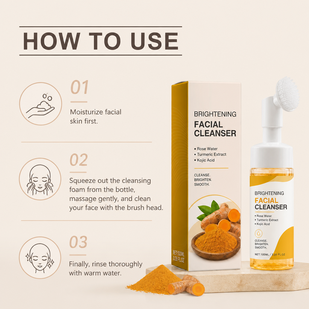 Turmeric & Kojic Foaming Cleanser – Gentle Brightening Face Wash