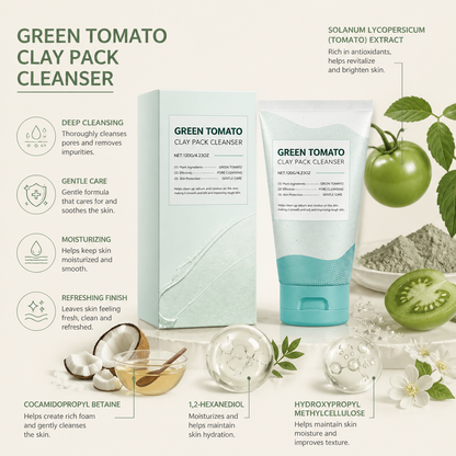 Green Tomato Clay Face Cleanser – Deep Cleansing & Fresh Skin Feel