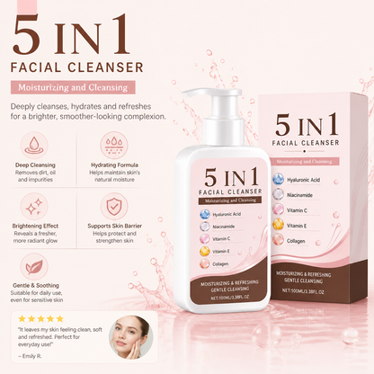 5-in-1 Hydrating Facial Cleanser – Cleanses, Brightens & Refreshes Skin