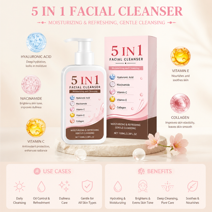 5-in-1 Hydrating Facial Cleanser – Cleanses, Brightens & Refreshes Skin
