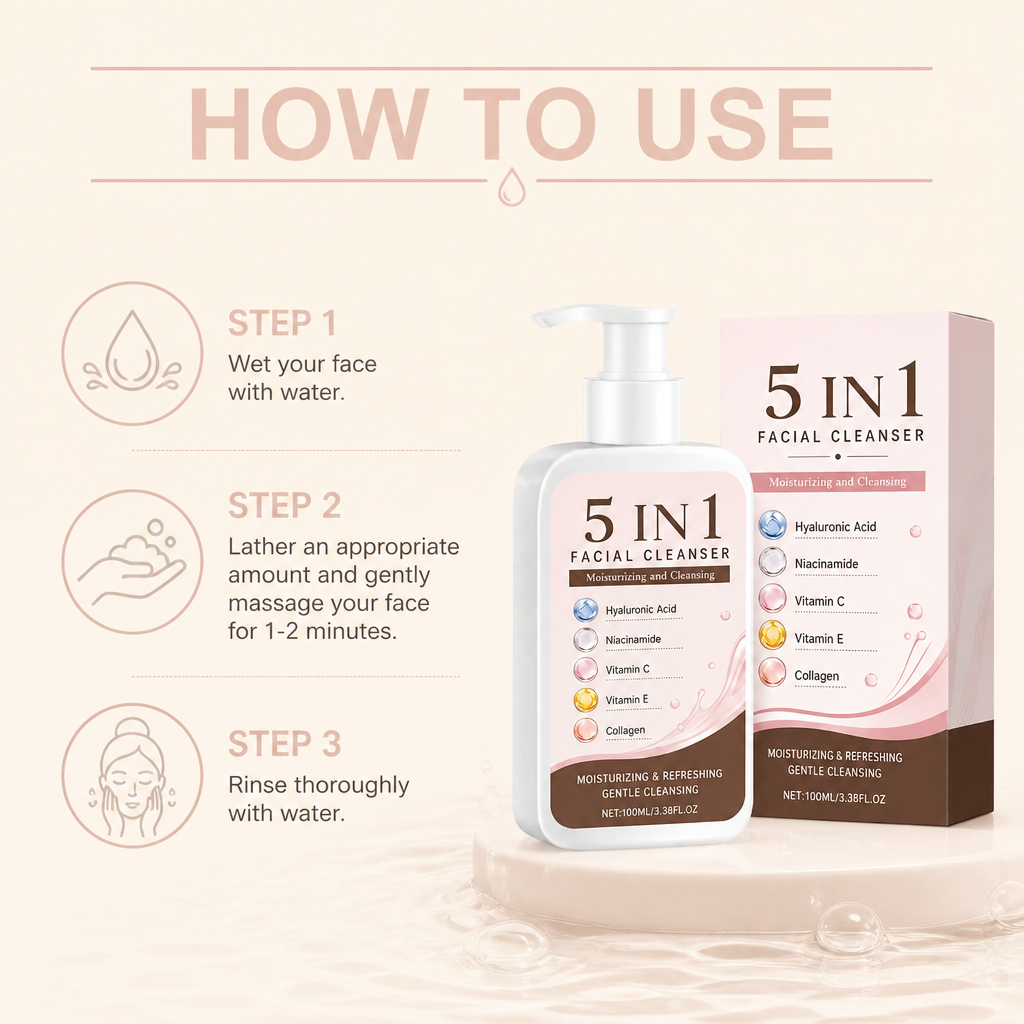 5-in-1 Hydrating Facial Cleanser – Cleanses, Brightens & Refreshes Skin