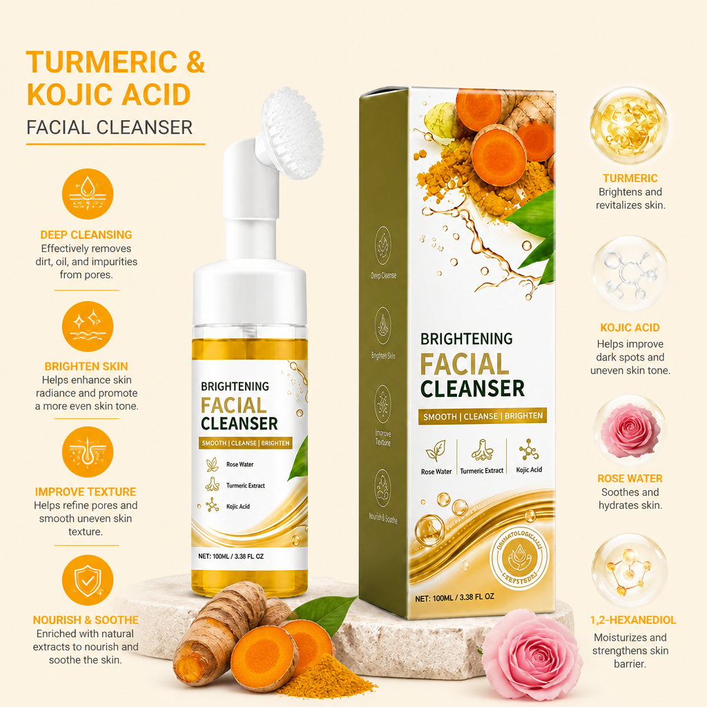 Turmeric & Kojic Acid Facial Cleanser – Deep Cleansing Brightening Foam